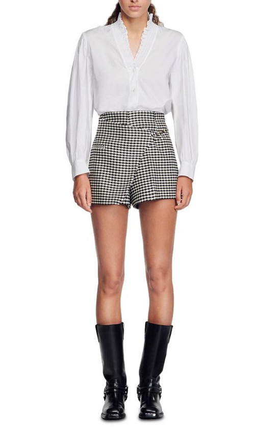 Flowering Girl Women ASYMMETRIC HOUNDSTOOTH SHORTS