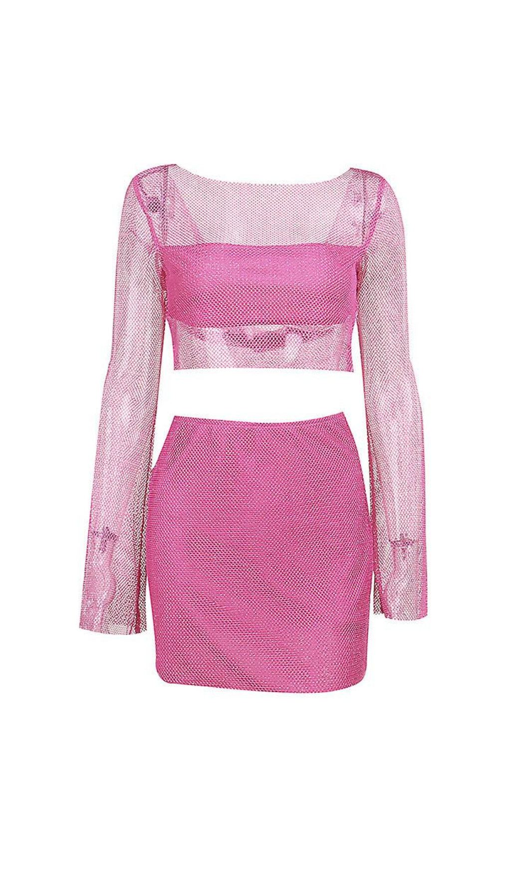 Flowering Girl Women LONG SLEEVE MESH BLOUSE SKIRT SUIT