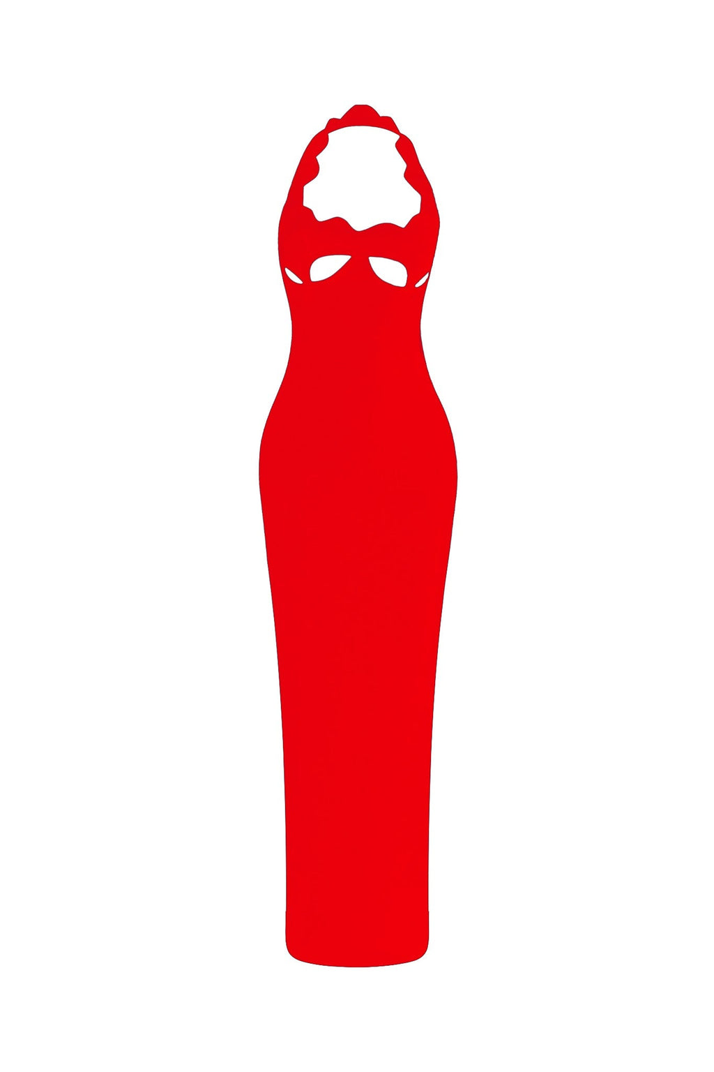 lara cutout backless Halter bandage maxi dress in red