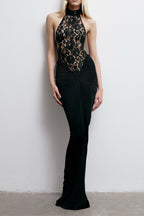 Flowering Girl Women Floral Halter Maxi Dress In Black