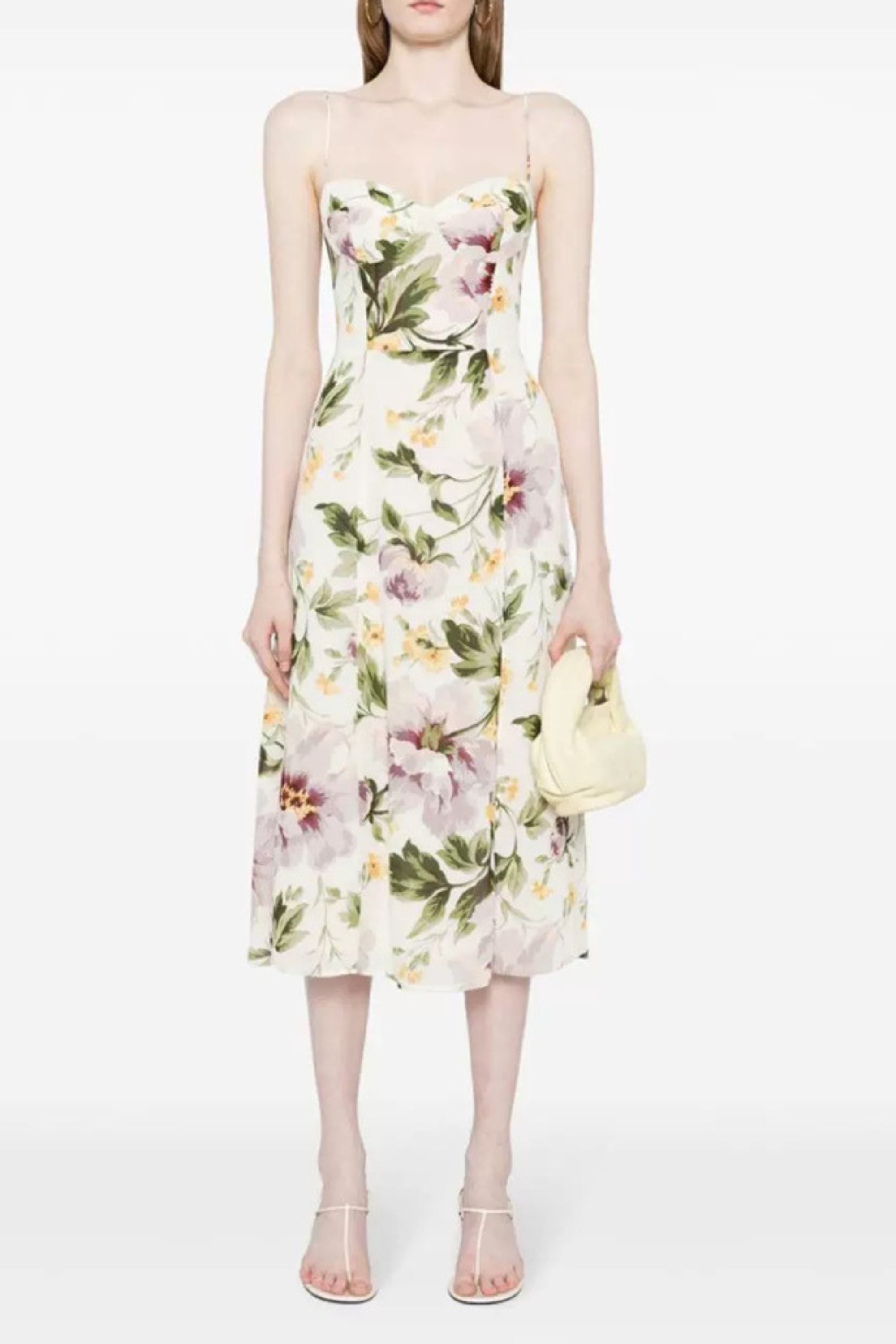 Flowering Girl Women Stain Floral Strappy Midi Dress