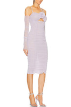Flowering Girl Women Khloe Lilac Midi Ruched Dress With Flower Detail