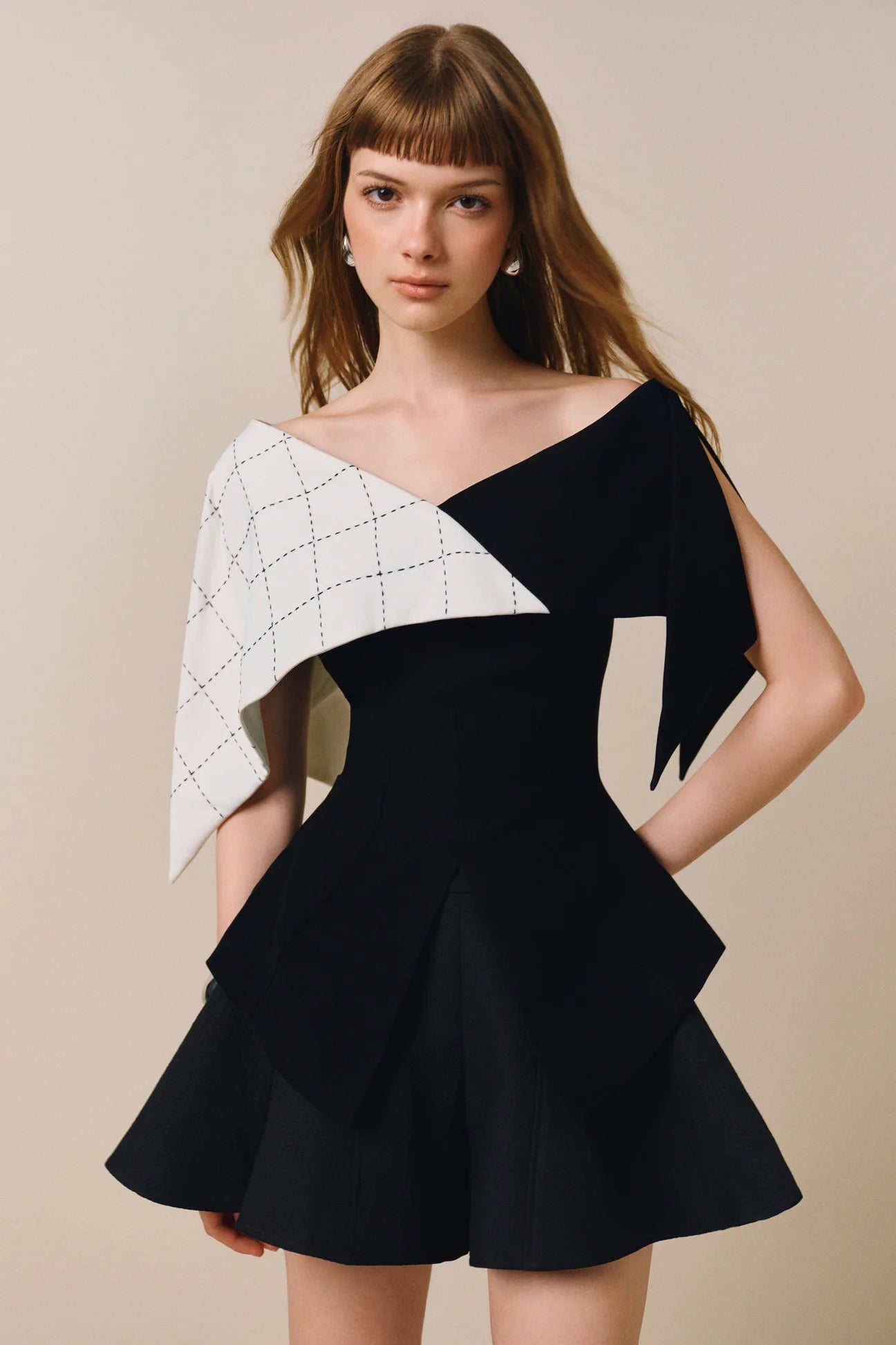 Two-Tone Top Wide-Leg Shorts Two Piece Set
