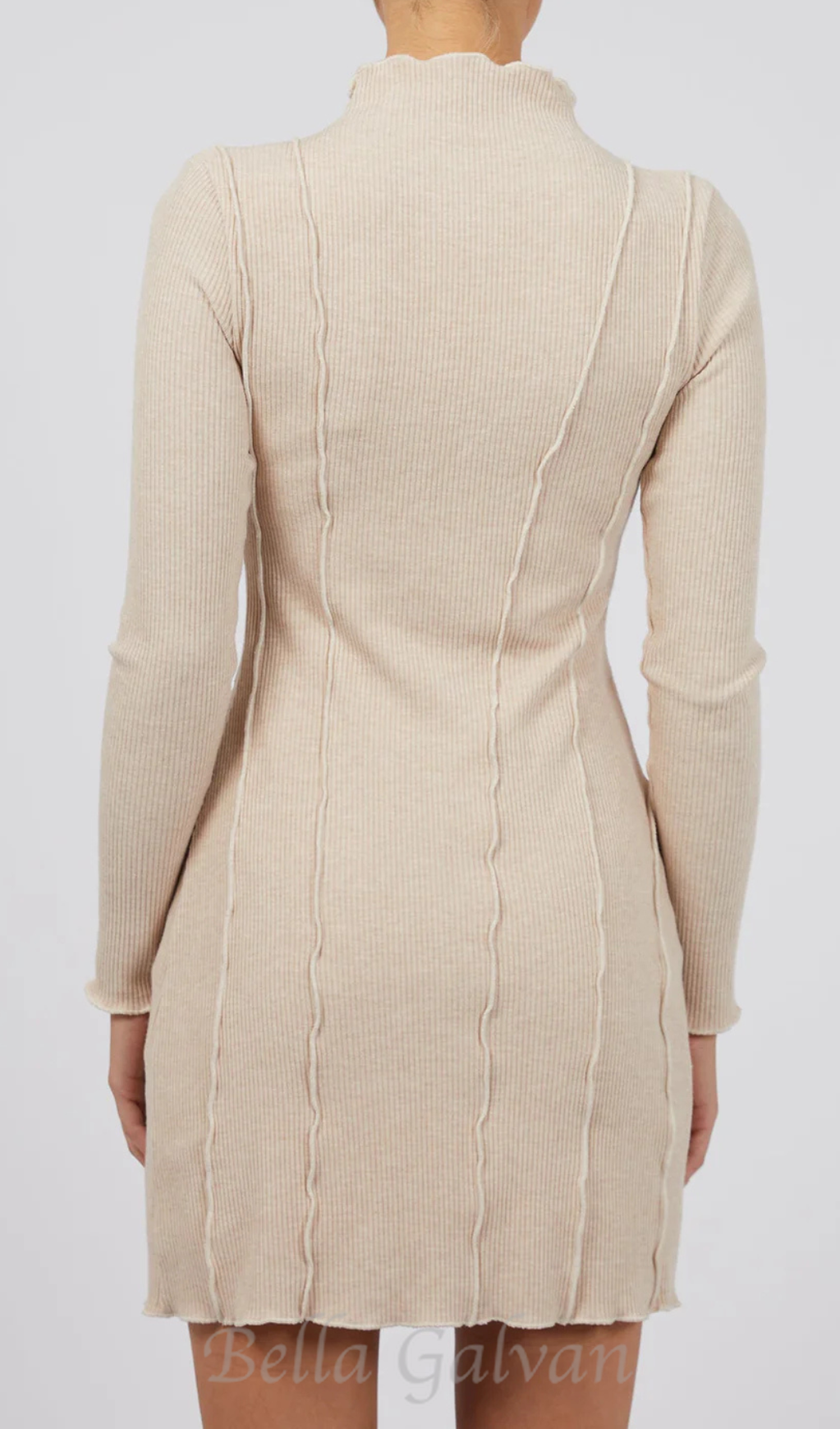Flowering Girl Women stripe-embellished knit Mini Dress in Natural