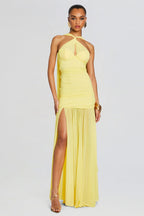 Flowering Girl Women Sleeveless Drape Maxi Dresses In Yellow