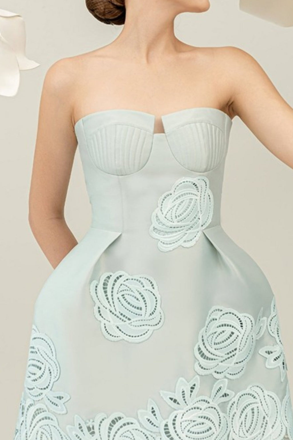 Flowering Girl Women Thera Flower Embellished Mini Dress In Pale Blue