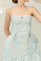 Flowering Girl Women Thera Flower Embellished Mini Dress In Pale Blue