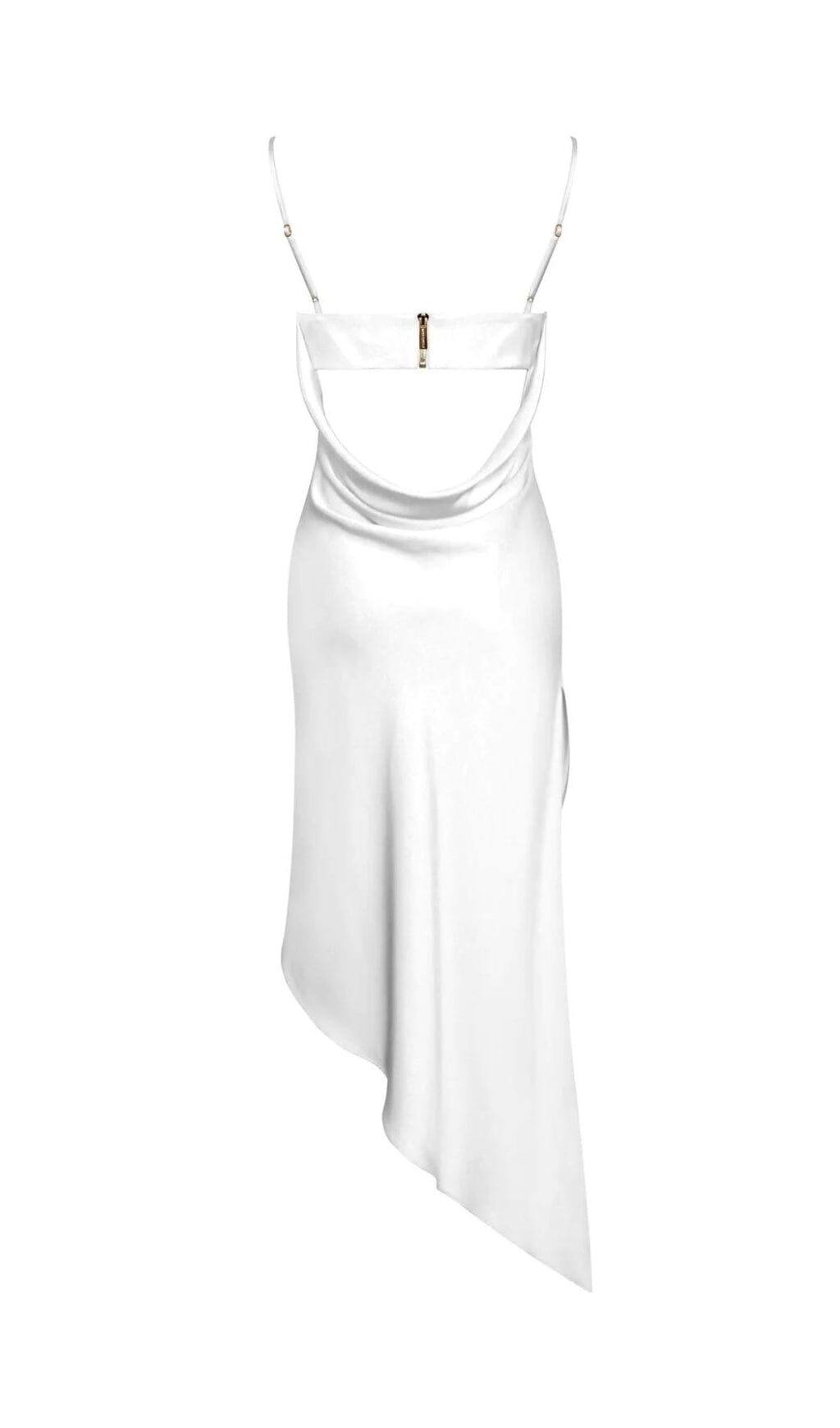 Flowering Girl Women White Satin Draping Midi Dress