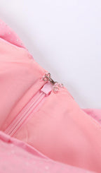 Flowering Girl Women Pink Off Shoulder Bow Corset Mini Dress