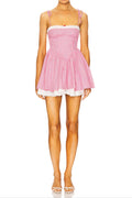 joyce grid strap mini dress in pink
