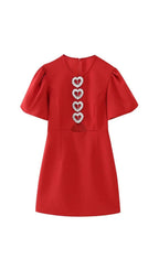 Flowering Girl Women Heart-Shaped Cutout Crêpe Mini Dress In Red
