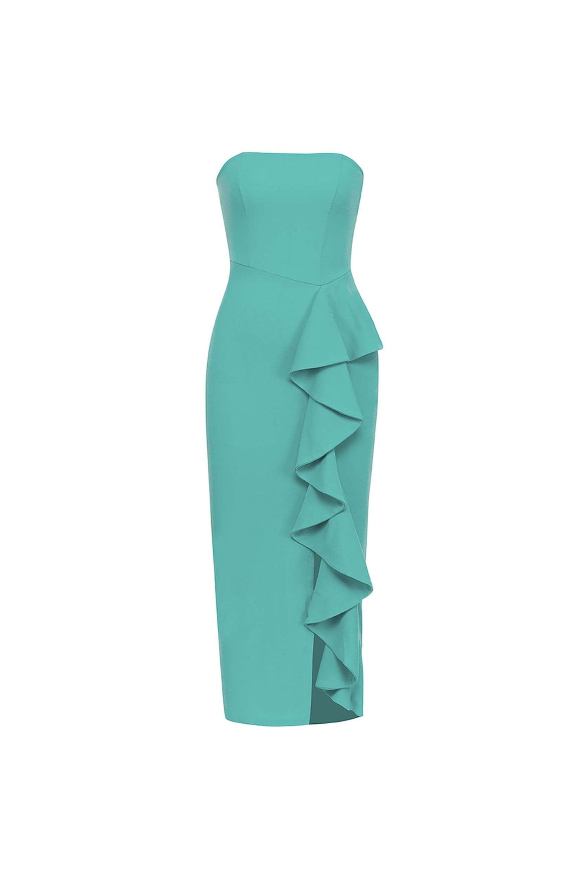 Flowering Girl Women Bandeau Ruffles Midi Dress In Green