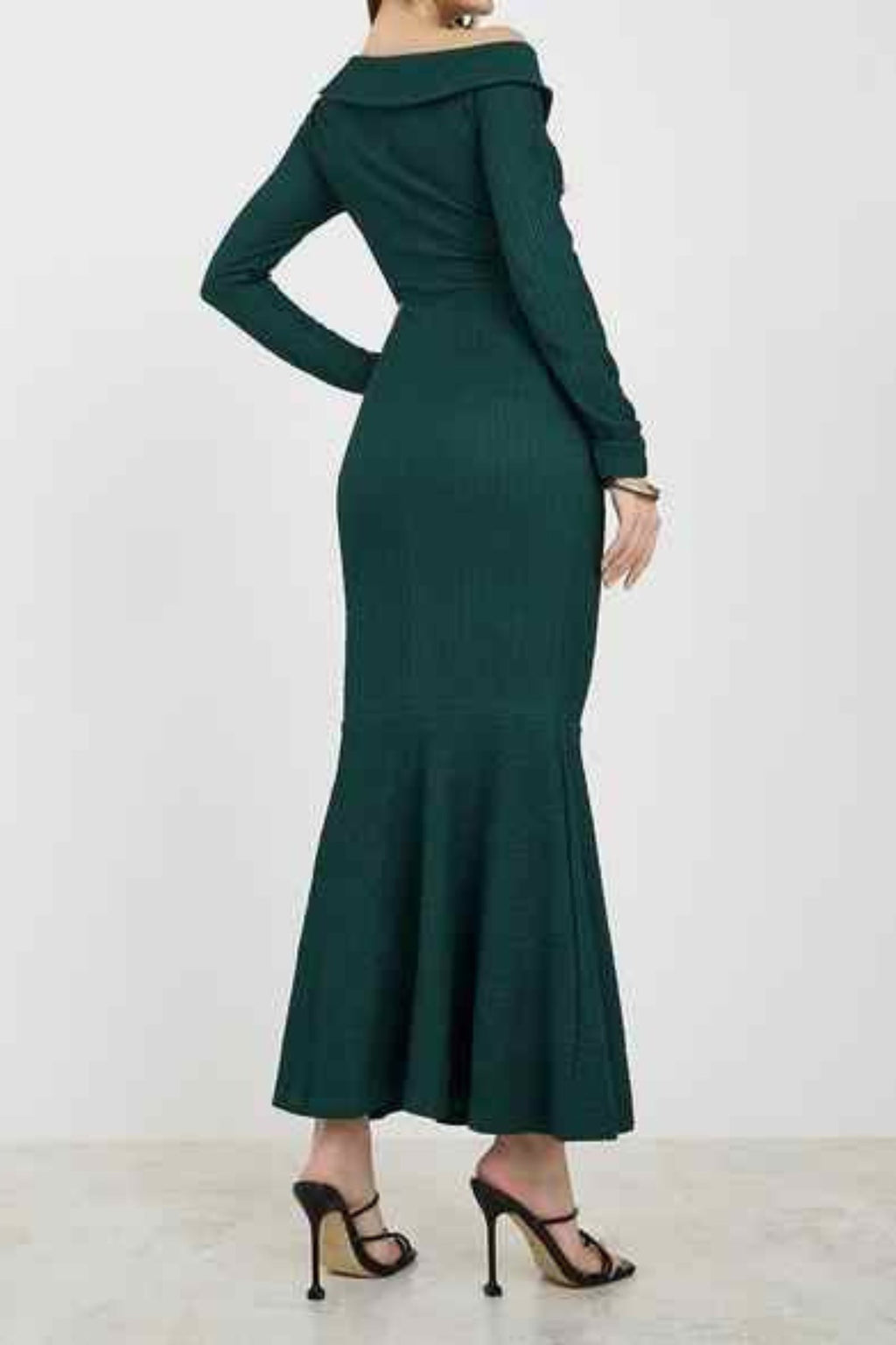 Flowering Girl Women Mermaid Long Sleeve Maxi Dress In Green