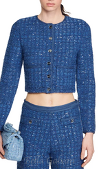 Flowering Girl Women Palm Cropped Blazer in blue