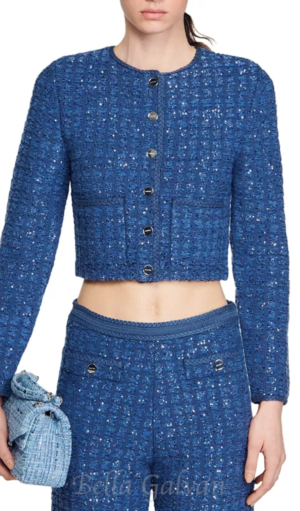 Flowering Girl Women Palm Cropped Blazer in blue