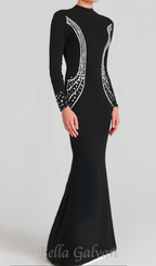 Flowering Girl Women Ashley crystal embellished bodycon maxi dress in black