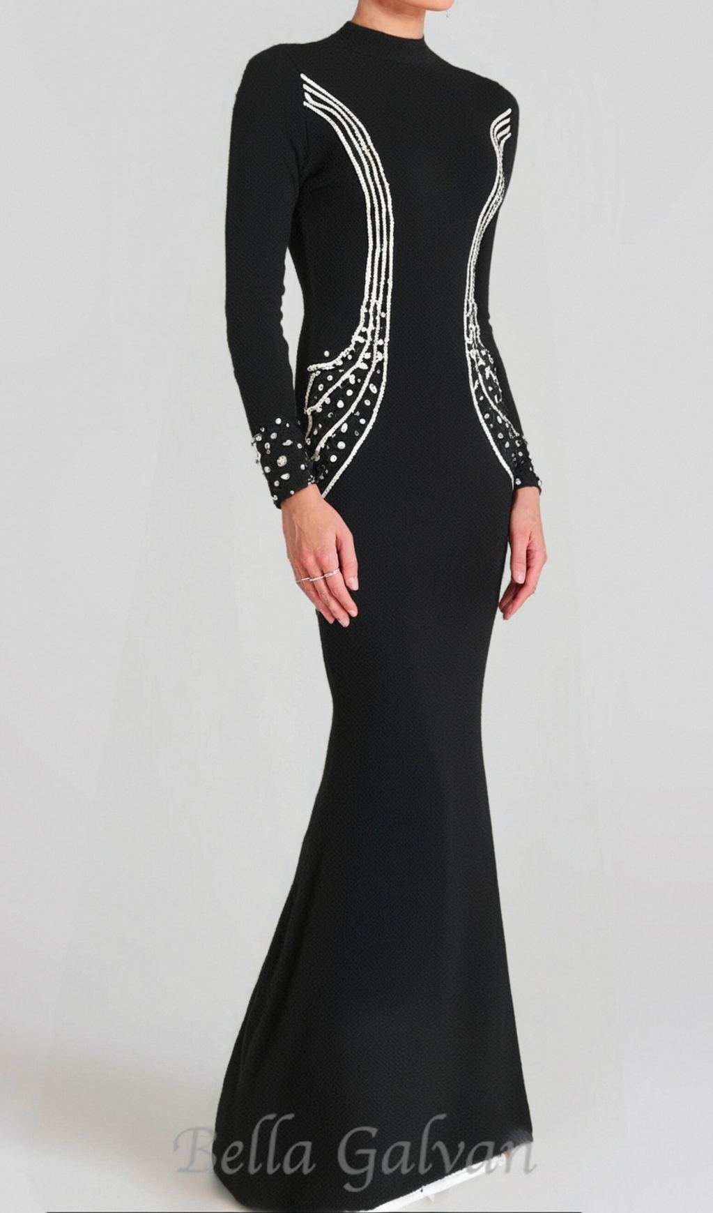 Flowering Girl Women Ashley crystal embellished bodycon maxi dress in black