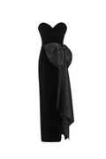 bow Irregular Asymmetric Sleeveless midi Dress in black