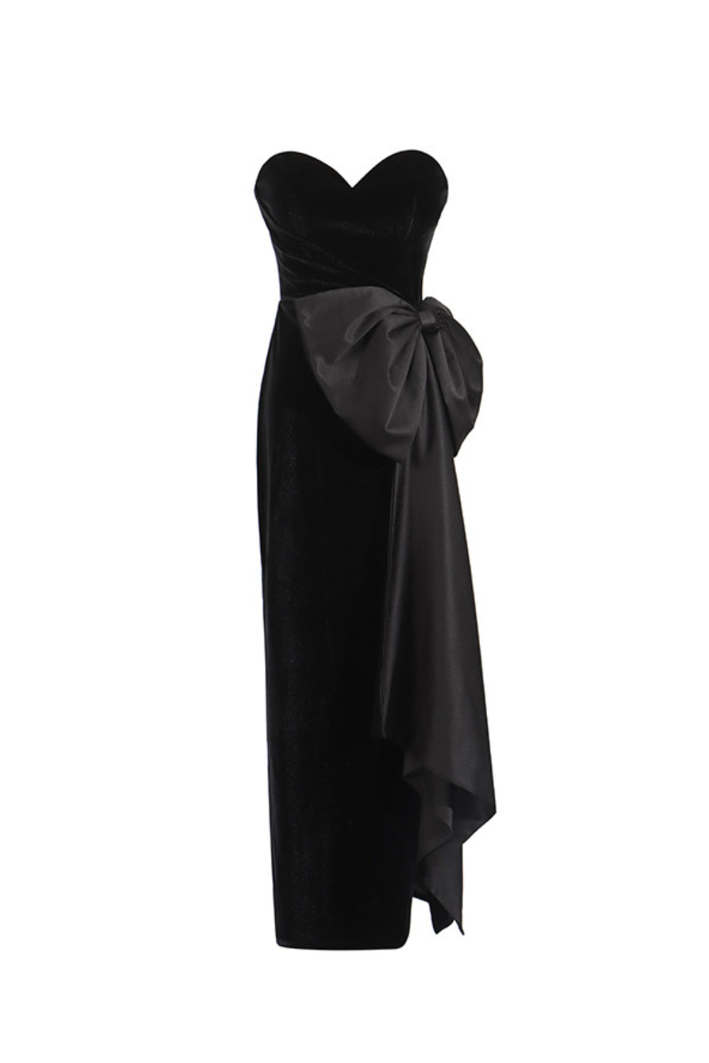 bow Irregular Asymmetric Sleeveless midi Dress in black