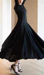 Flowering Girl Women black crochet lace maxi dress with sleeves