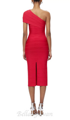 Flowering Girl Women Abigail one-shoulder bandage midi Dress in rio red