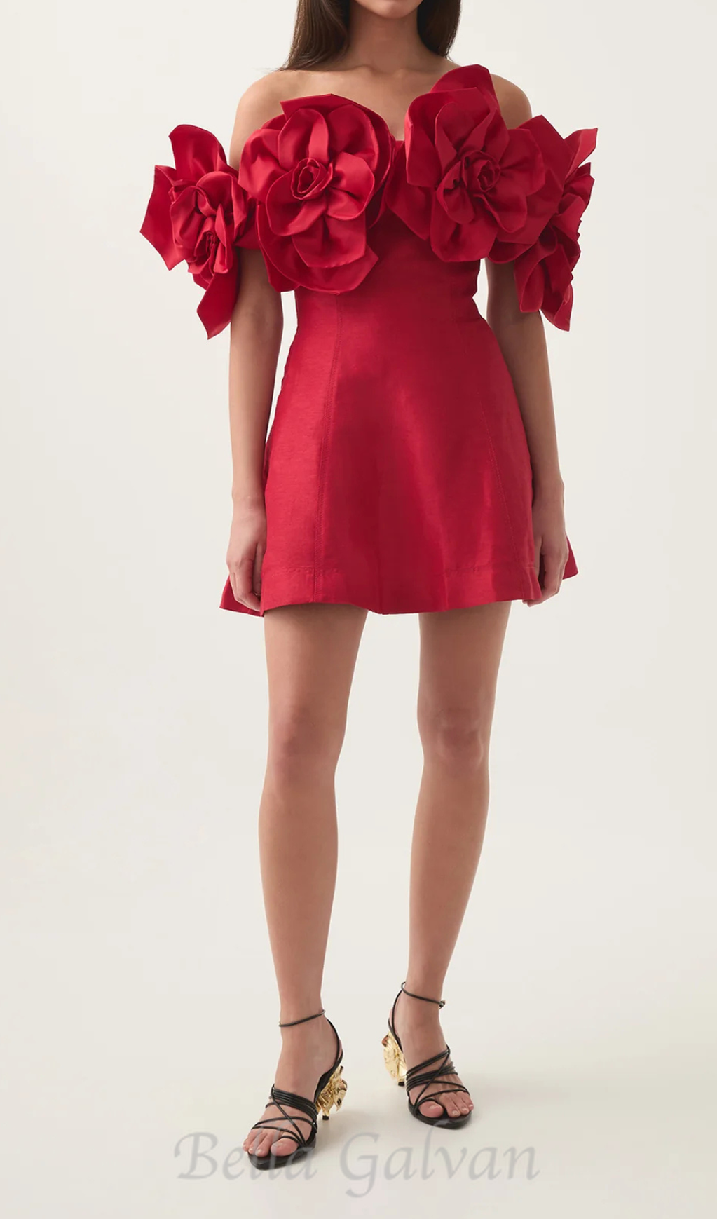 Flowering Girl Women Etta flower strapless mini dress in red