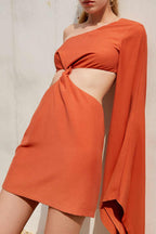 Flowering Girl Women Asymmetry One Shoulder Mini Dress