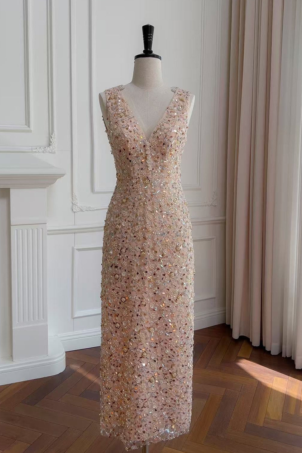 Flowering Girl Women Sleeveless Flower Embroidery Midi Dress In Beige