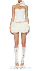 Flowering Girl Women CLEGG WHITE CORSET FLOWER TWO-PIECE SET