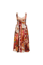 Flowering Girl Women pandora Spaghetti strap lace linen patchwork midi dress