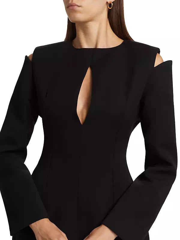 Flowering Girl Women Halston Cut-Out Cold-Shoulder Mini dress in black