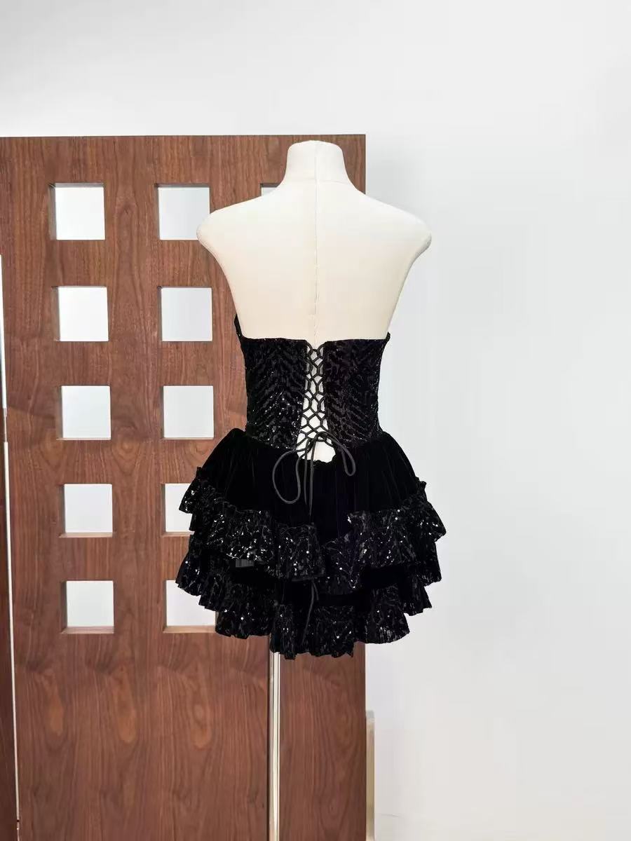 Syraza Strapless Sequin Bow Mini Dress