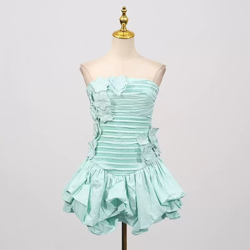 Flowering Girl Women Coleka Floral Appliqué Strapless Mini Dress