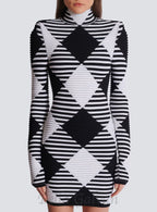 Flowering Girl Women mini dress in rolled gingham knit