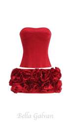 Flowering Girl Women CLEGG RED CORSET FLOWER TWO-PIECE SET