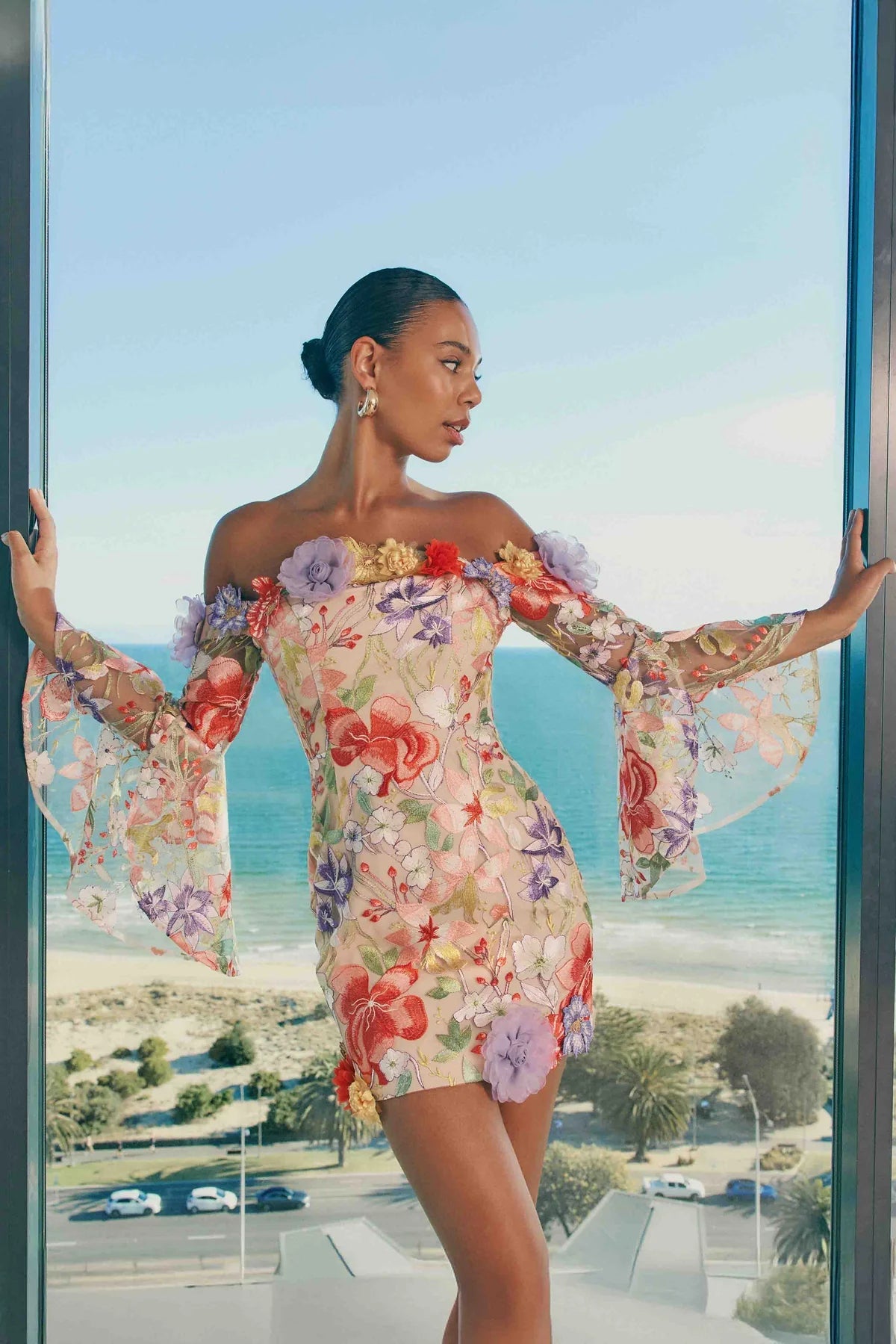 Flowering Girl Women Tabitha Multicolor Off Shoulder Mini Dress In Floral