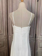 White Chiffon Beaded Empire Waist Evening Gown