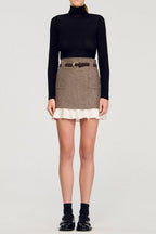 setlla Mini skirt with frill with belt in brown