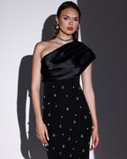 Flowering Girl Women one-shoulder crystal-embellished Bandage maxi dress in black