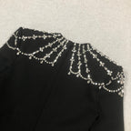 Flowering Girl Women crystal-embellished black long sleeve maxi dress
