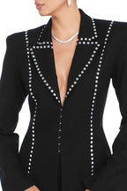 Flowering Girl Women DEBORAH BLACK SCARF-DETAILED WOOL CREPE BLAZER SET
