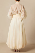 Lilly Deep V Neck Puff Sleeve Maxi Dress