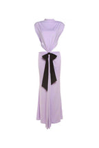 bernice Bow Patch Cut Backless Maxi Dress in purple