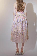 Flowering Girl Women anna floral embroidery midi dress in pastel pink