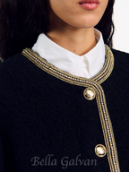 Flowering Girl Women trim wool and cotton-blend jacket in noir
