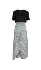 CROP TOP PRINTED SATIN SKIRT SUIT