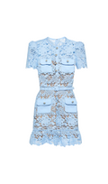 LIGHT BLUE LACE PEPLUM MINI DRESS