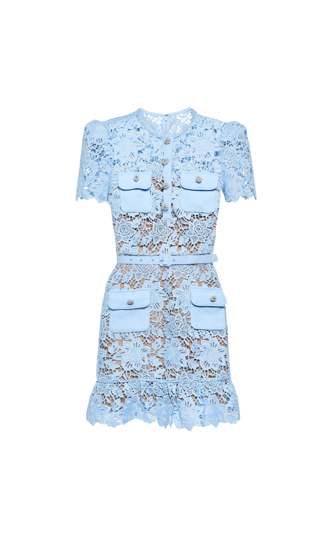 Flowering Girl Women Blue Lace Peplum Mini Dress
