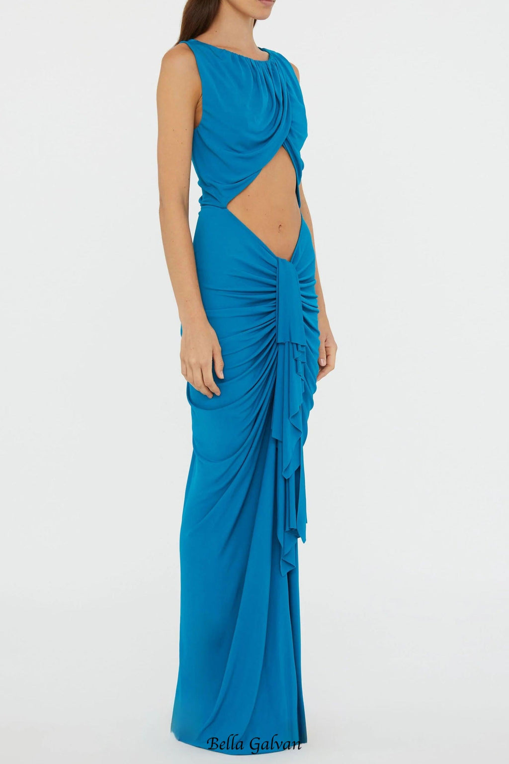 lily Drape Disconnect Tank maxi Dress in blue