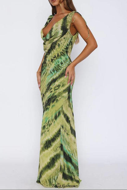 charlotte v-neck floral print maxi dress in green